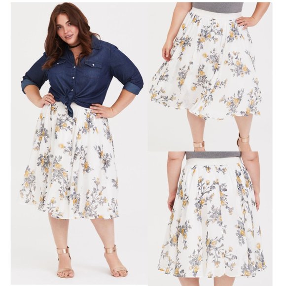 Torrid chiffon pull-on midi skirt sz 1X - Picture 1 of 11